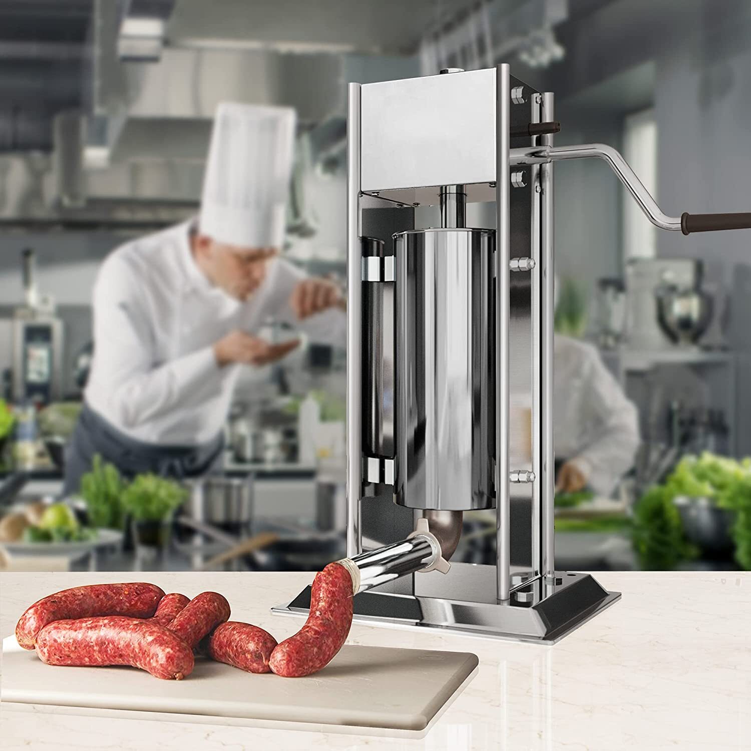 32LB/15L Sausage Stuffing Machines Stainless Steel Commercial w/ 4 Stuffing Tube