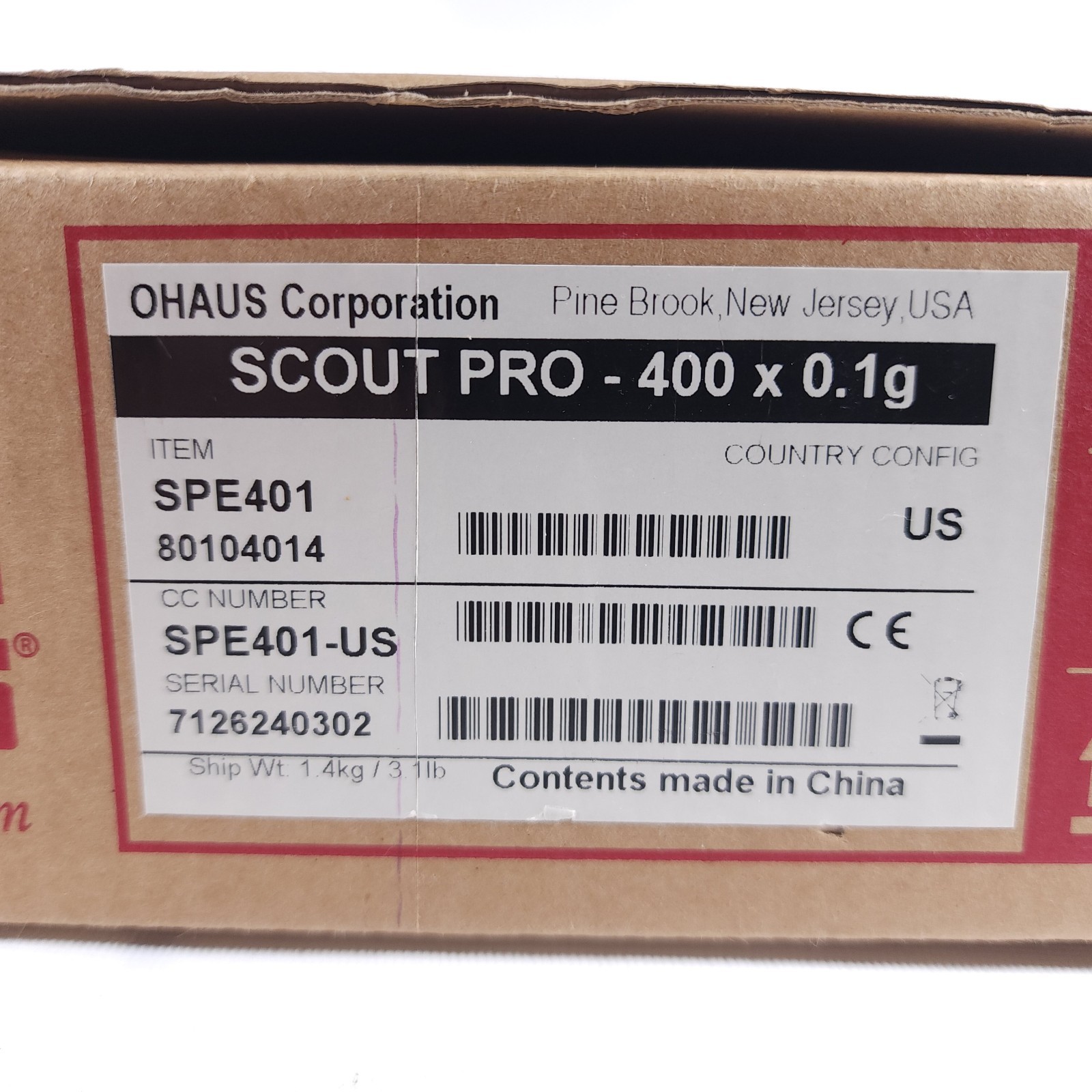 Ohaus Scout Pro SPE401 400g Digital Scale Portable Digital Gram Complete In Box