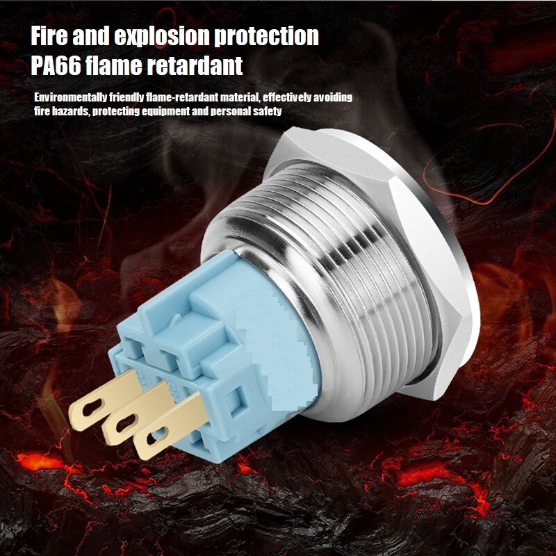 19mm Tri-color High Head+Ring LED 2NO2NC Stainless steel Anti-vandal Push button