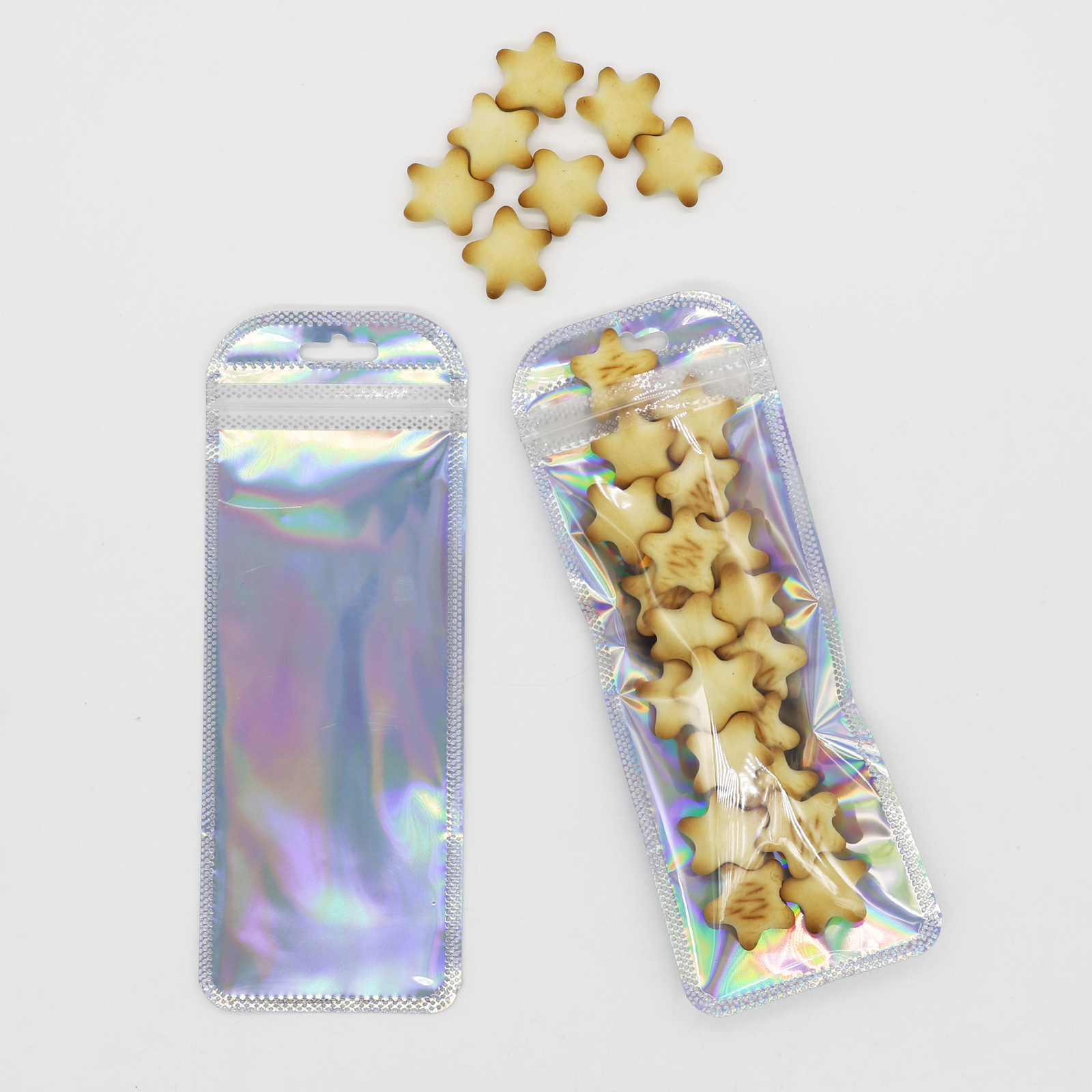 Pack of 100 Clear & Holographic Stationary Beauty Packaging Supply Mylar Bags