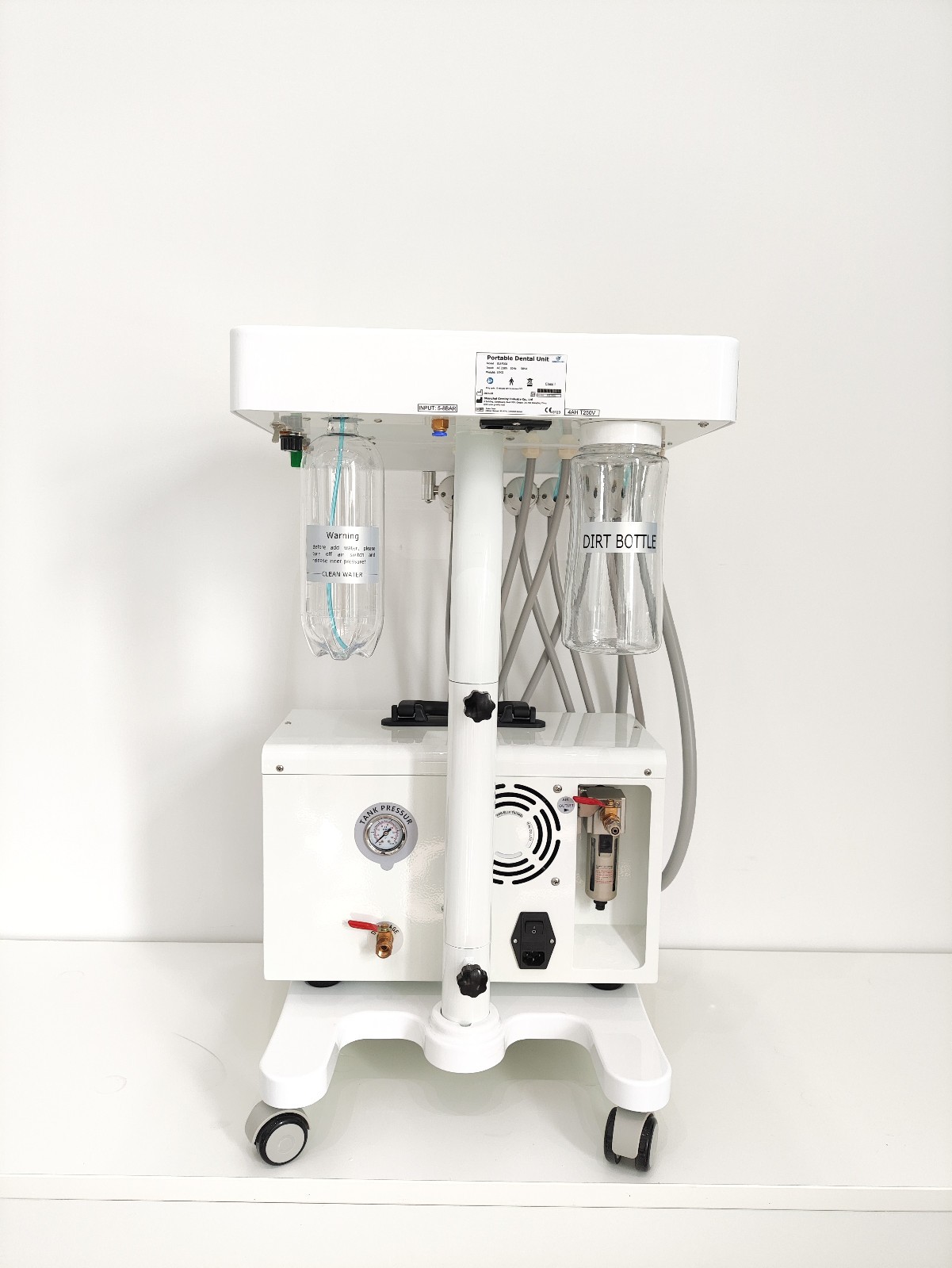 Greeloy Mobile Veterinary Dental Unit Cart + Silent Oil Free Air Compressor 4H
