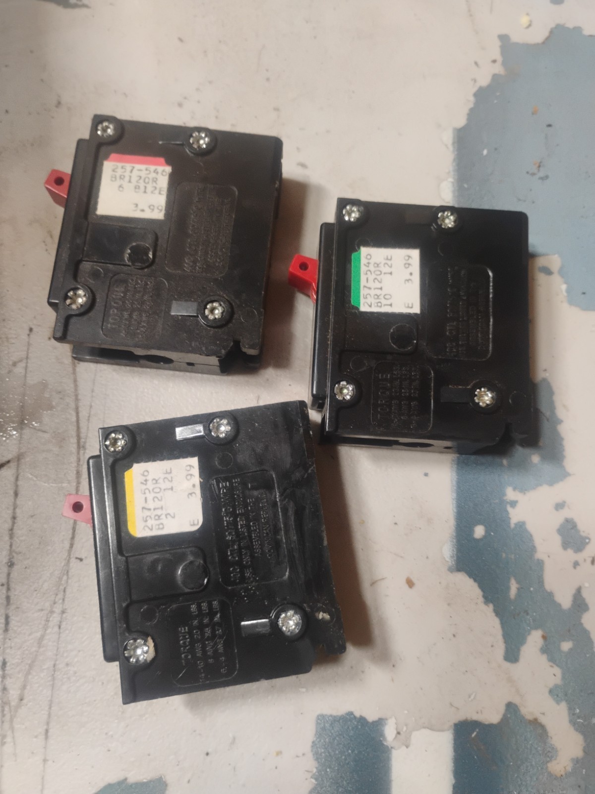 Lot Of 3 Westinghouse Bryant BR120R 1 Pole 20 AMP 120V Circuit Breakers