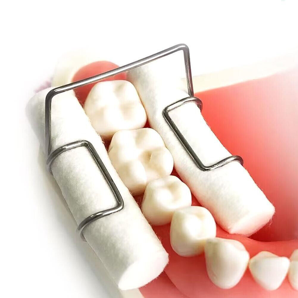 4 Pcs/Box Dental Dry Area No-Rubber Dam Stainless Steel Clip Cotton Roll Holder