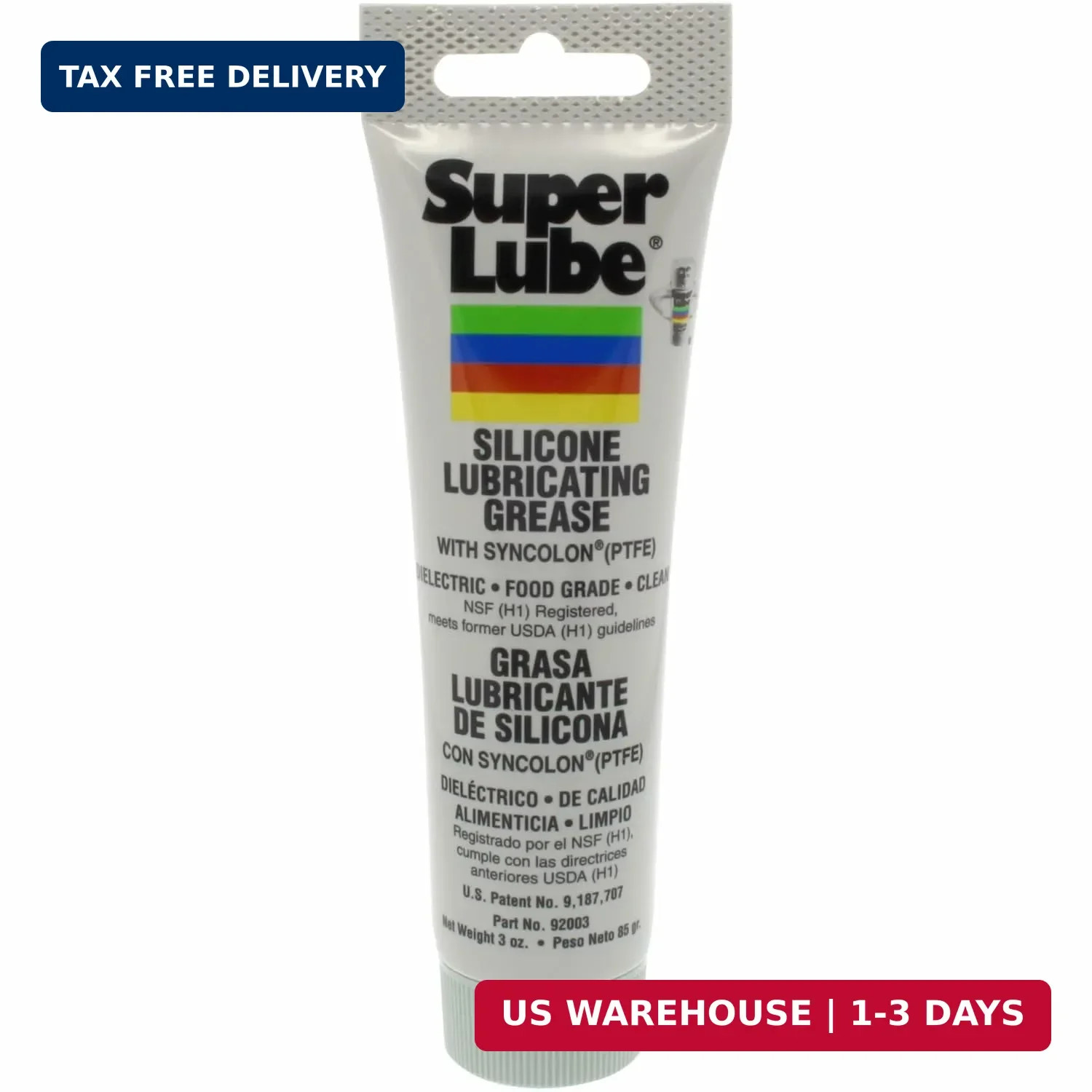 Super Lube 92003 Silicone Lubricating Grease with PTFE, 3 oz Tube, Translucent W