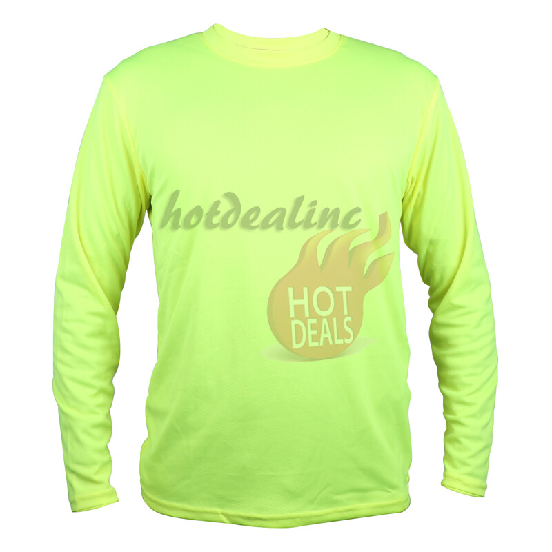 Men Hi Vis Work Safety Sport High Visibility Plain Green/Orange Long Sleeve