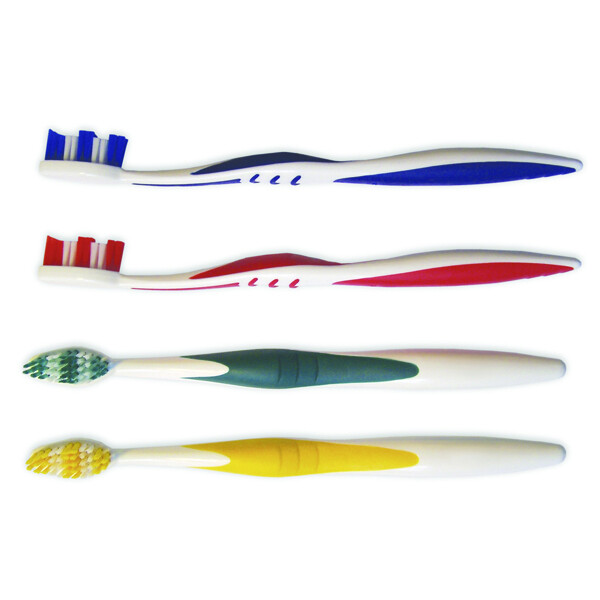 Oraline Adult Toothbrush, 38 Tuft, 2 Color Handle, 4 Assorted Grip Colors