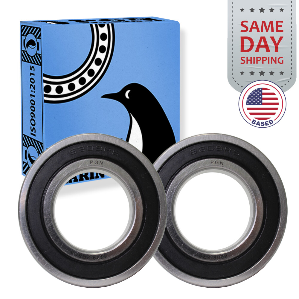 (2) 6209-2RS Premium Rubber Seal Ball Bearing C3 EMQ, 45x85x19, 6209 2RS 6209rs