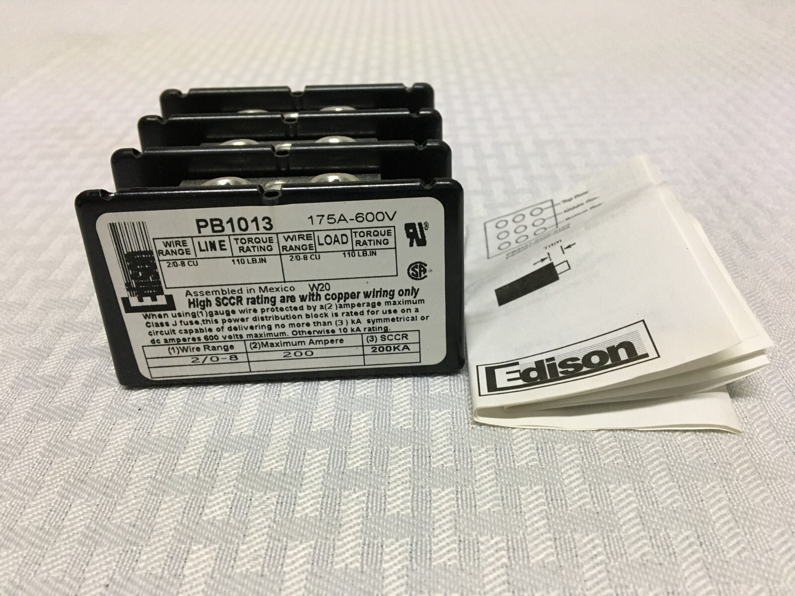 New! Edison PB1013 Open Terminal Block (#50000)