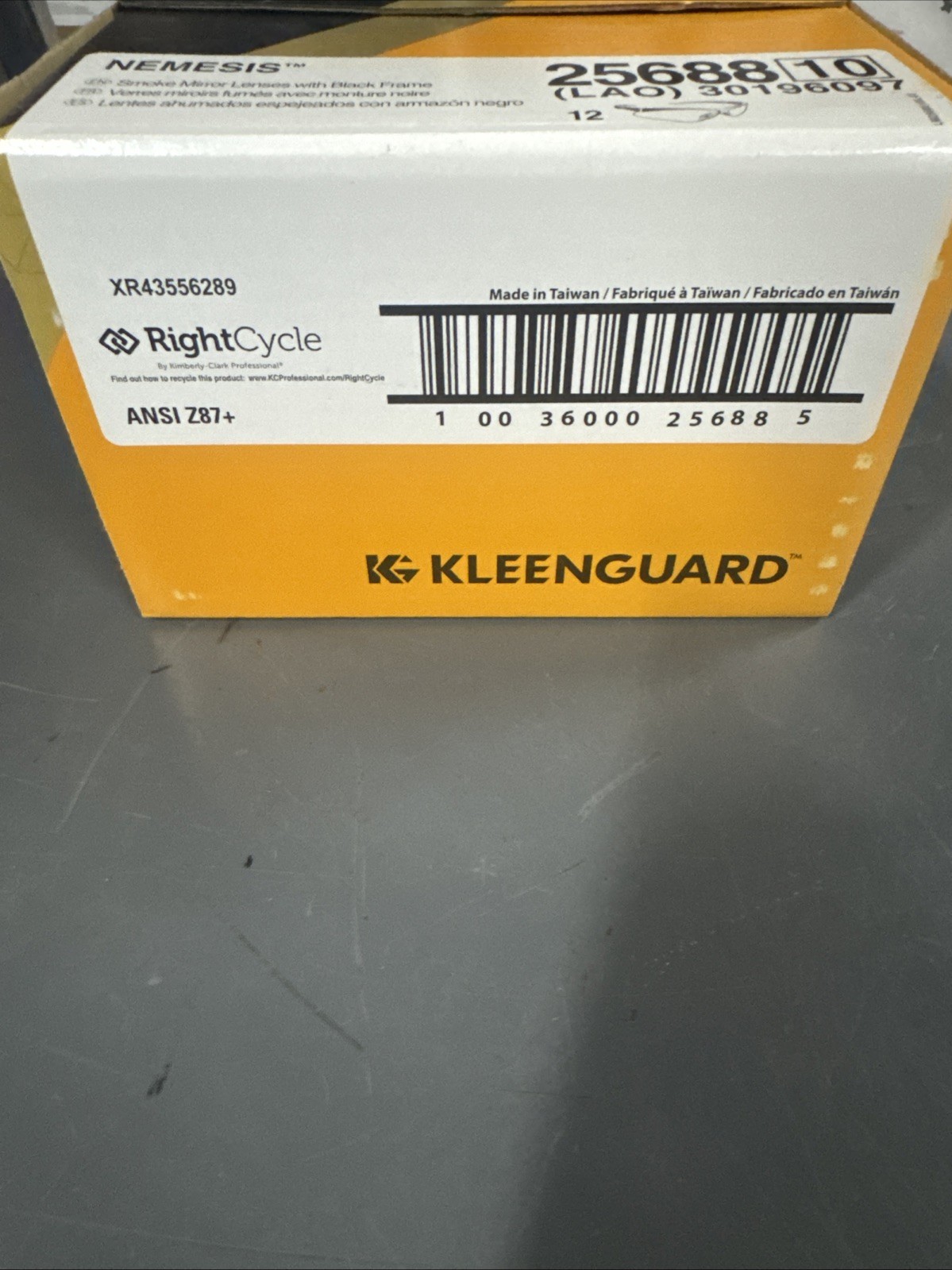 12 PAIR KLEENGUARD NEMESIS SAFETY GLASSES BLACK FRAME/SMOKE MIRROR LENS 25688