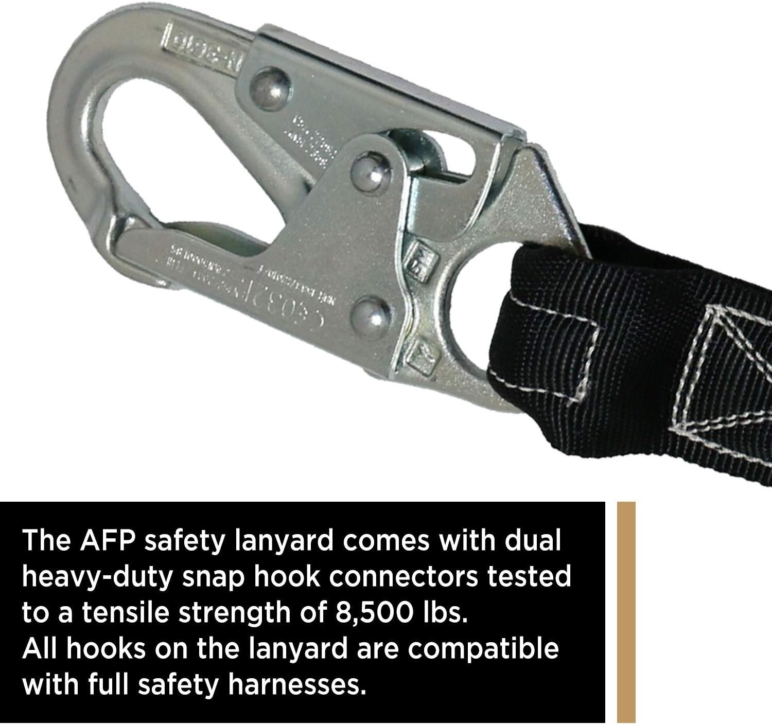 6 FT Single Leg Internal Shock Absorbing Safety Lanyard with Dual Snap Hooks