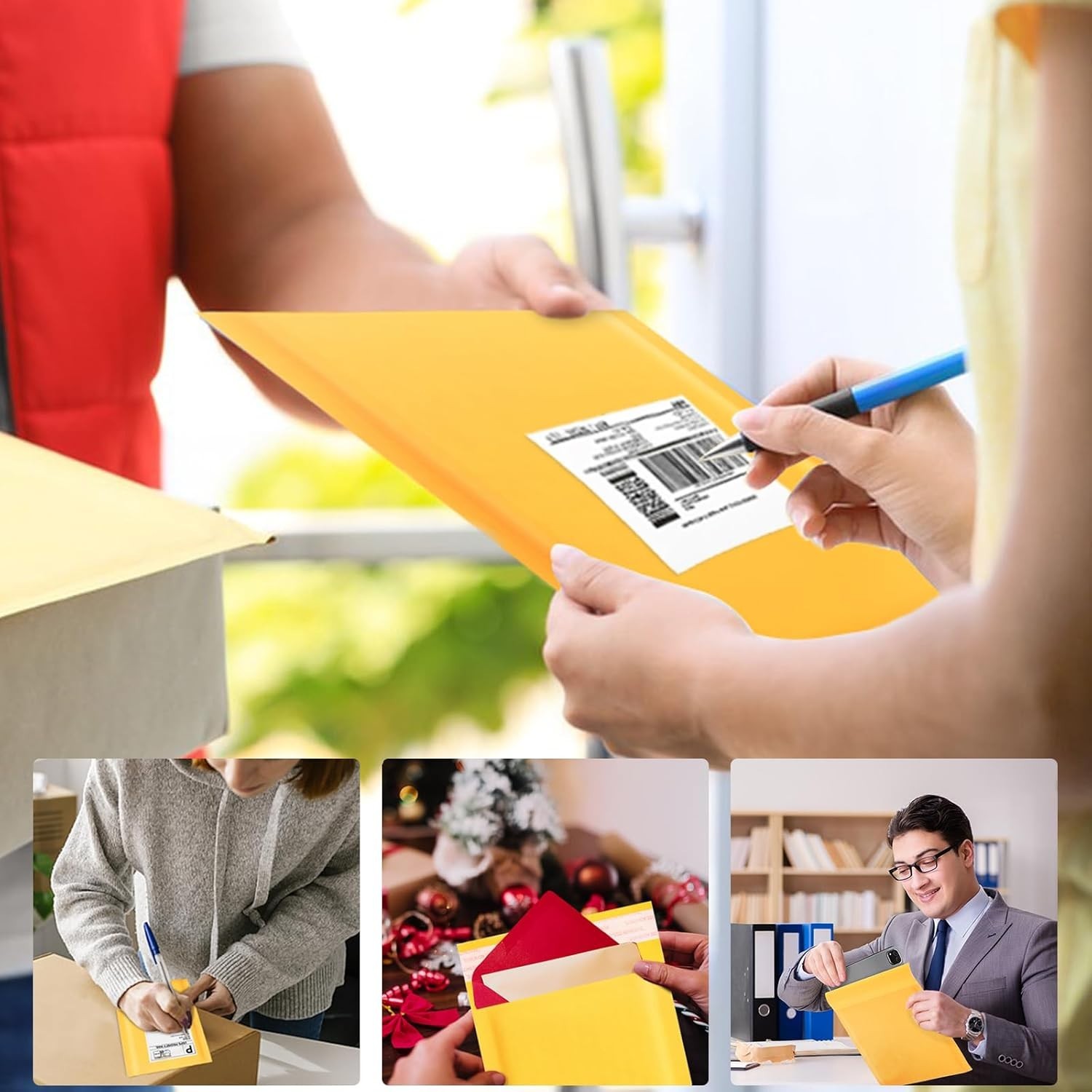 Kraft Bubble Mailers 4x7inch 100Pack Yellow Self-Seal Padded Envelopes Bubble…