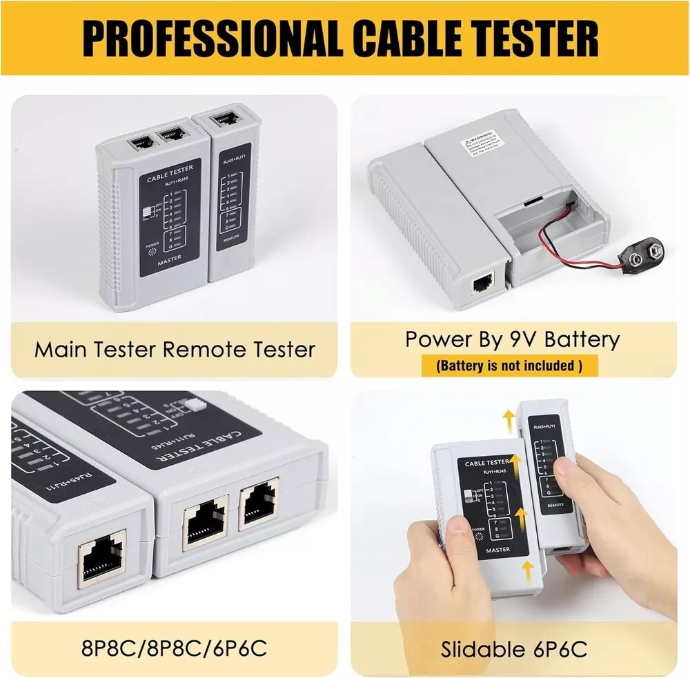 RJ45 Crimping Tool Kit Ethernet Pass Through Crimper Network Cat5 Cat6 Cat7