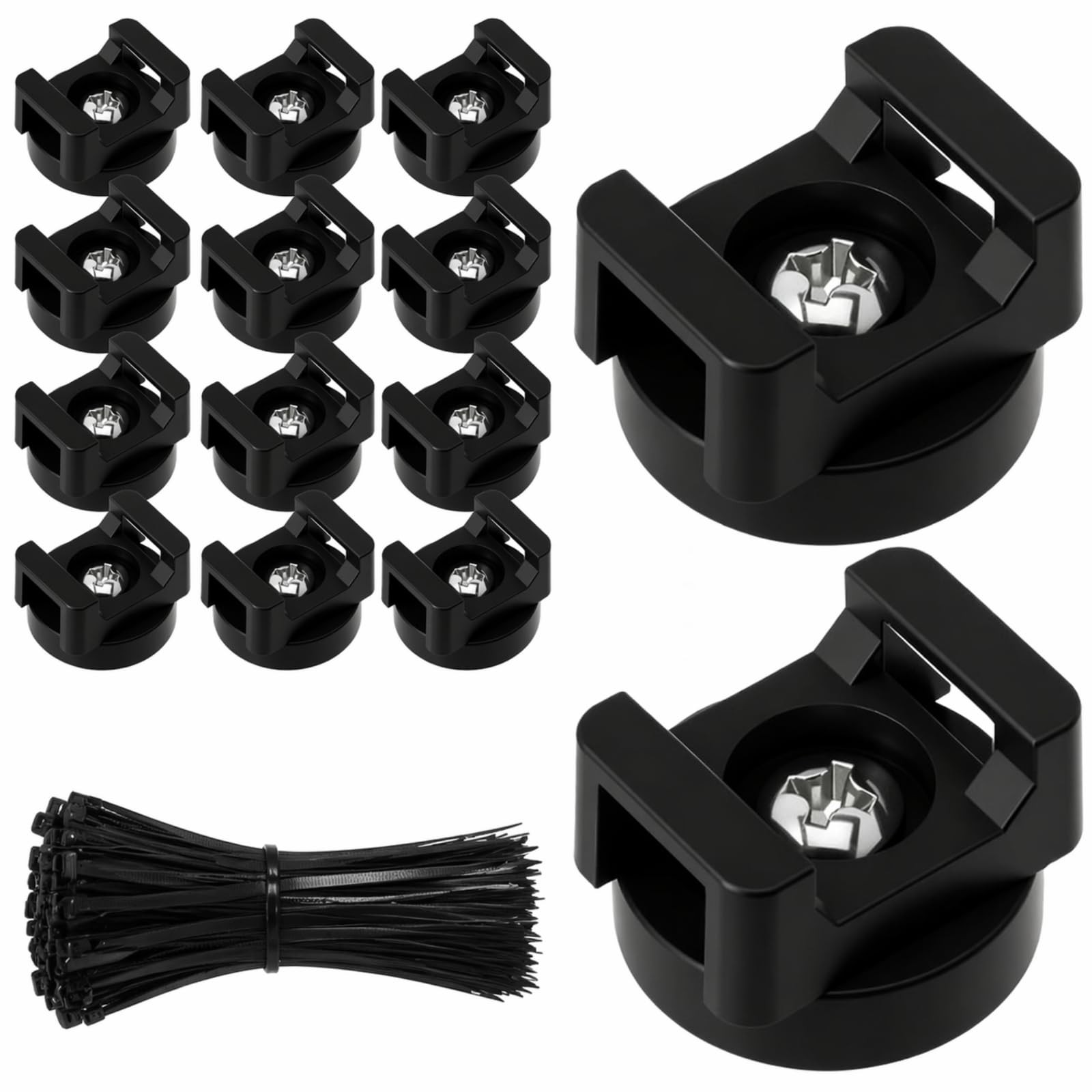 Yookeer 212 Pieces Magnetic Cable Zip Tie Mounts Base with 4/6/8/12 inch Cabl…