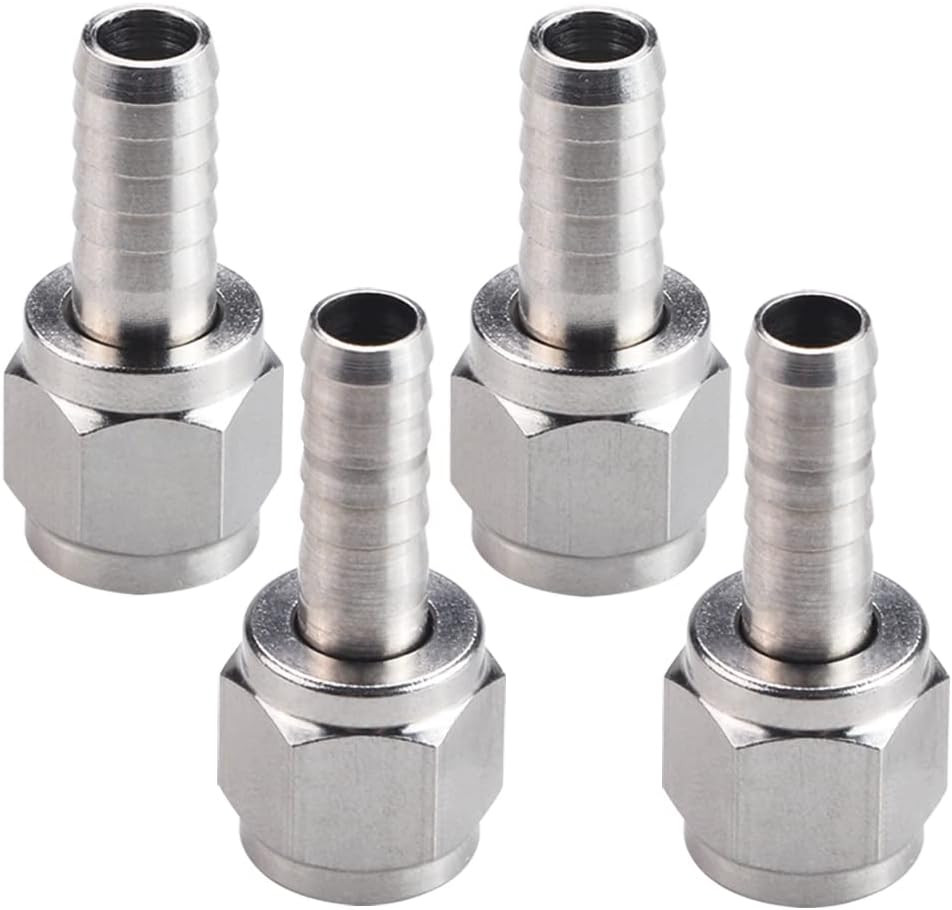 2 Pair Hose Swivel Nut Barb Fittings 3/16 and 5/16 Inch Stainless Steel MFL Set