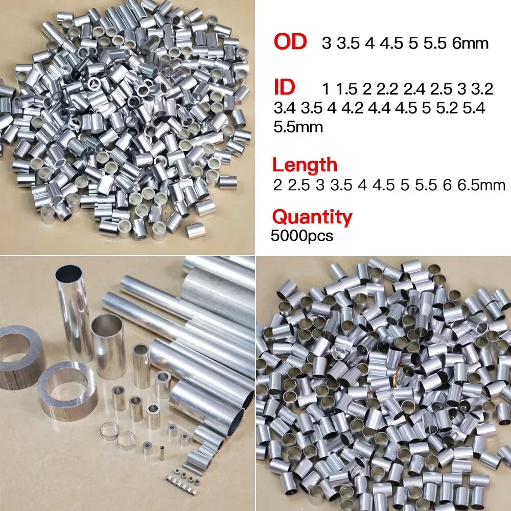 5000pcs Aluminum Tube Cutting OD 3-6mm Wall Thickness 0.25-0.5mm Long 2-6.5mm