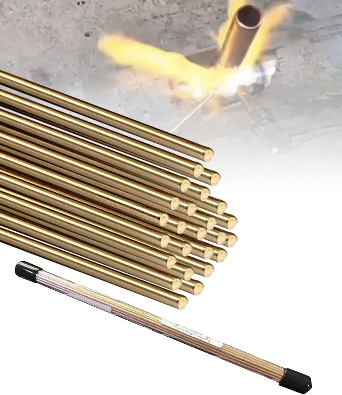 25 Brass Brazing Rods for Oxyacetylene Welding, DIY Crafts, Copper & Steel 1/16
