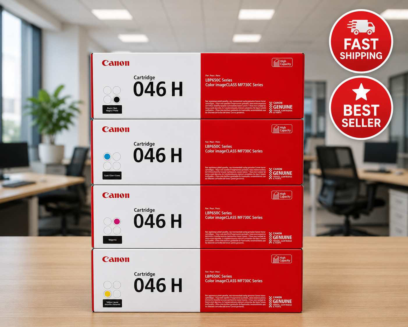 ✅ Original Canon 046H Toner Set 4-Pack High Yield Laser Printing Fast Shipping