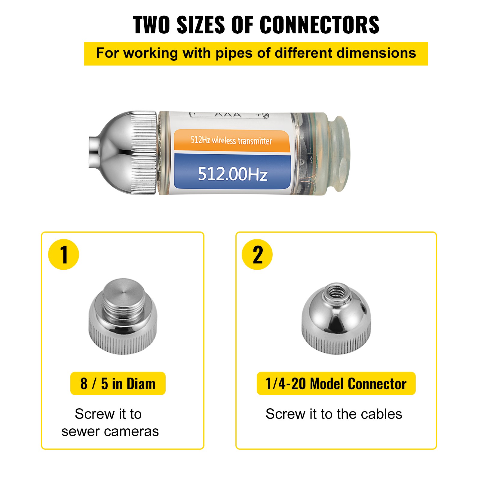 VEVOR Sonde Transmitter Sonde Locator 512hz Pipe Locator 25′ Depth Sewer Locator