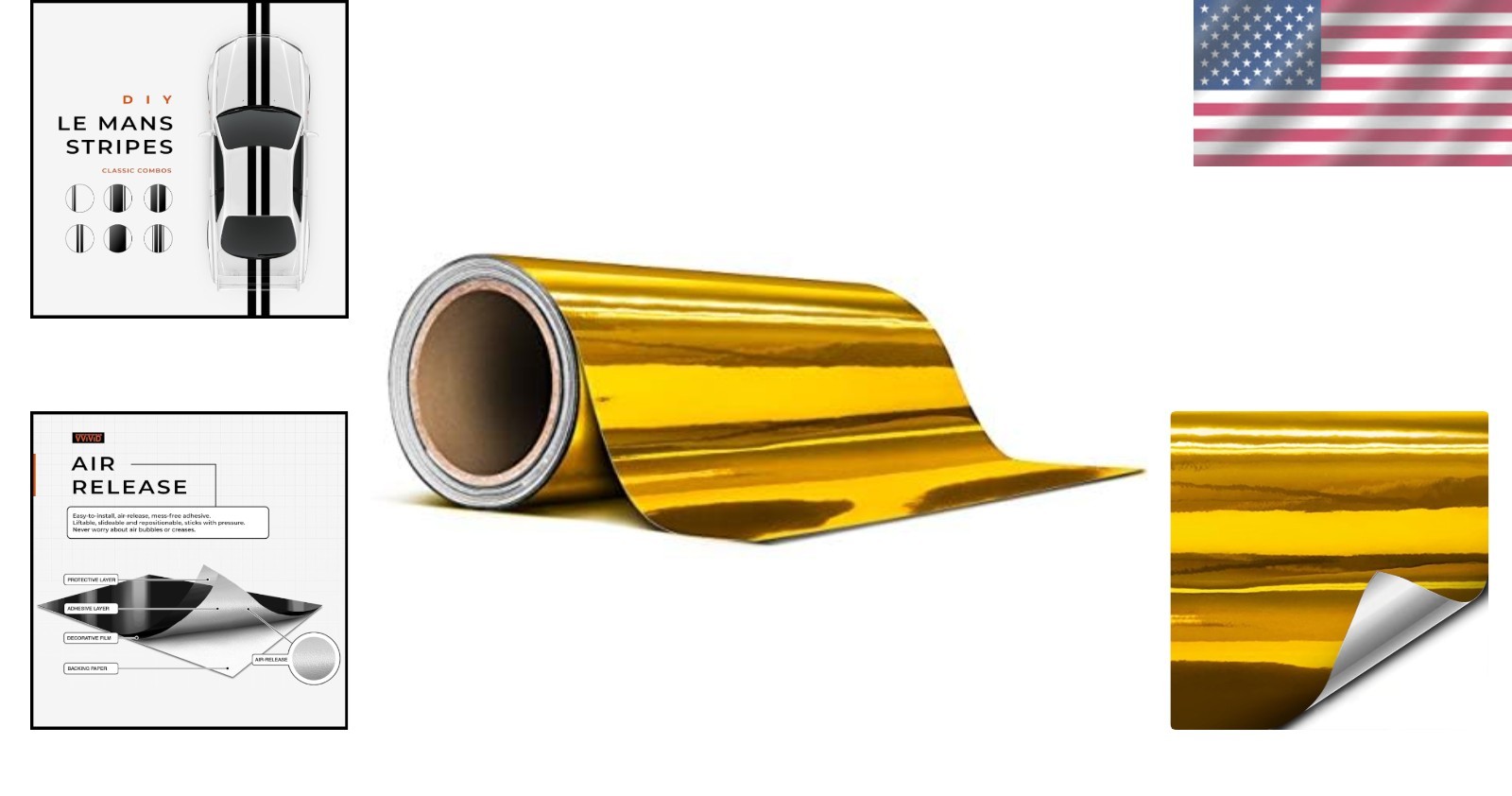 Metallic Gold Chrome Automotive Vinyl 12″ x 20ft