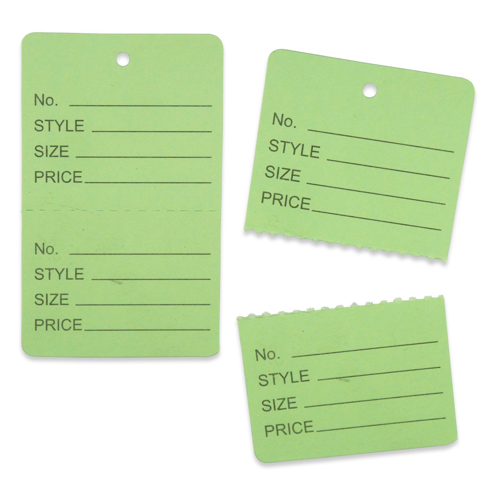 1000 Qty Unstrung Colored Large Price Tags w/Perforated Stub