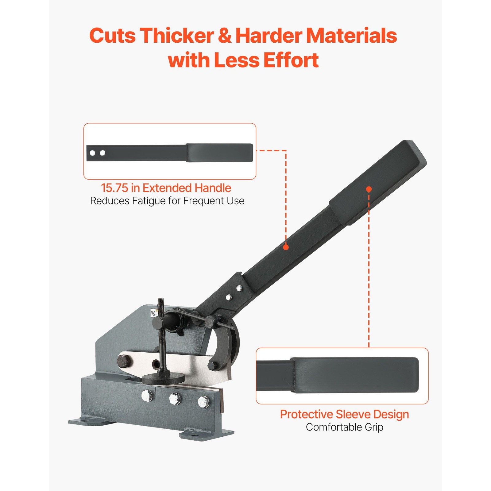 Manual 6in Sheet Metal Shear for Steel Copper Aluminum, 5.12in Cut