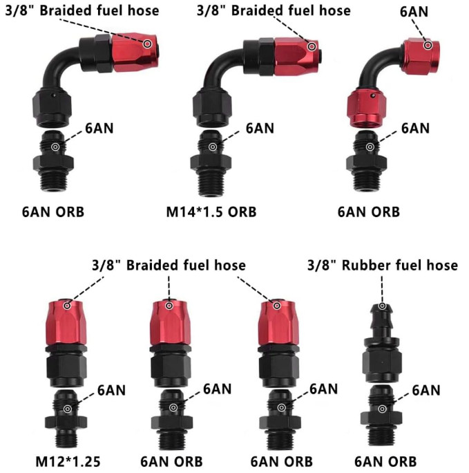 Kit regulador de presión de combustible ajustable 20-80psi con manómetro 6AN, re