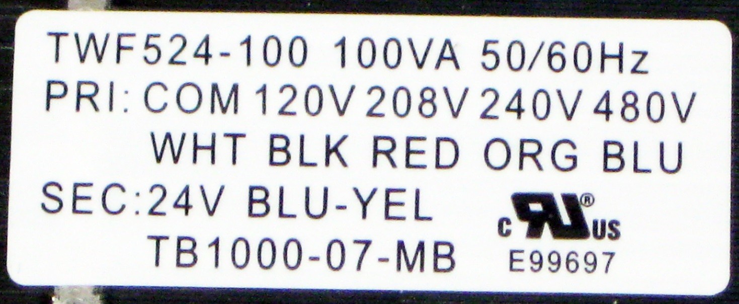 100VA Transformer Primary 120V 208V 240V 480V Volt 24V Secondary HVAC Furnace