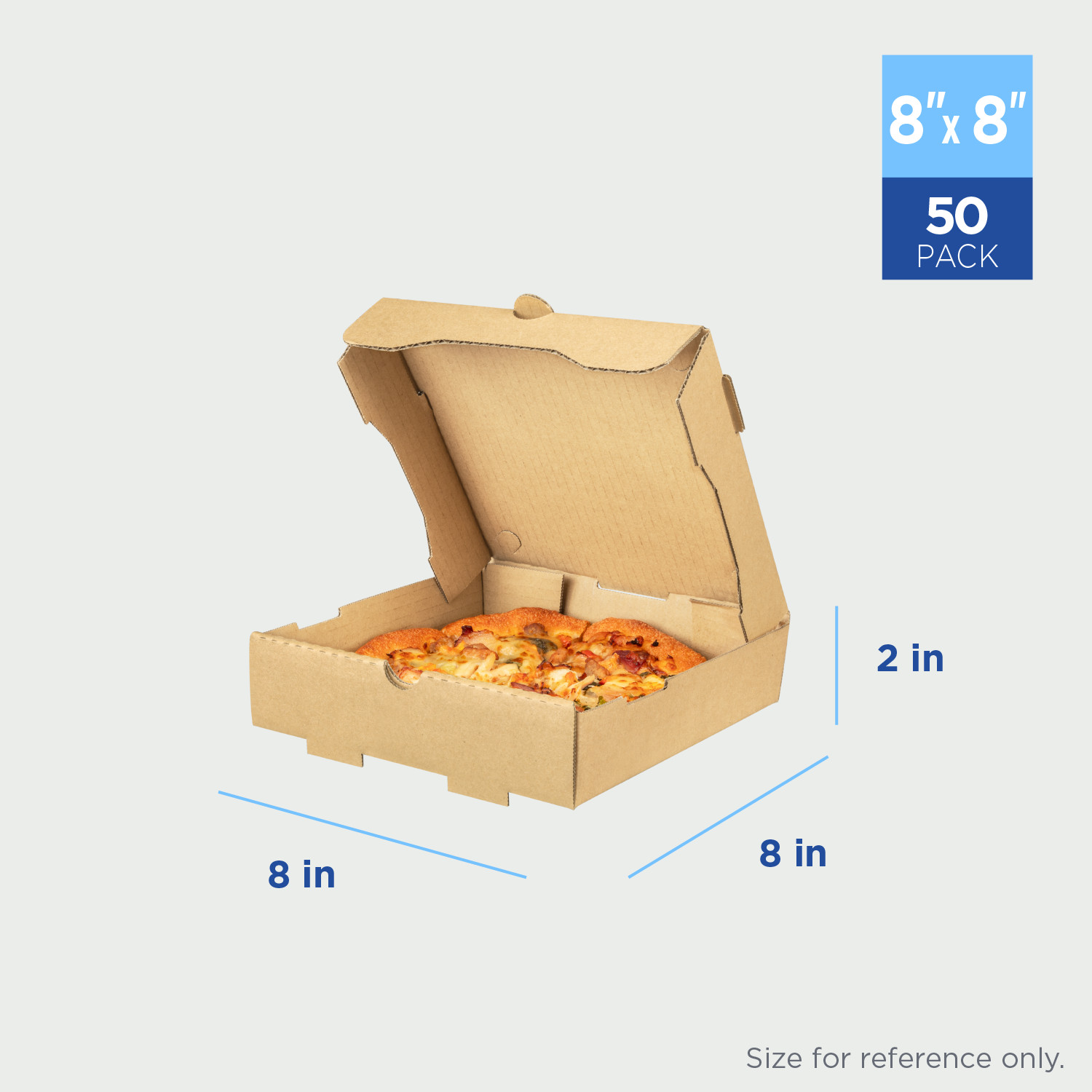 Karat Corrugated Pizza Box, 8”x8”x2”, Kraft – 50 pcs, FP-PBF08K