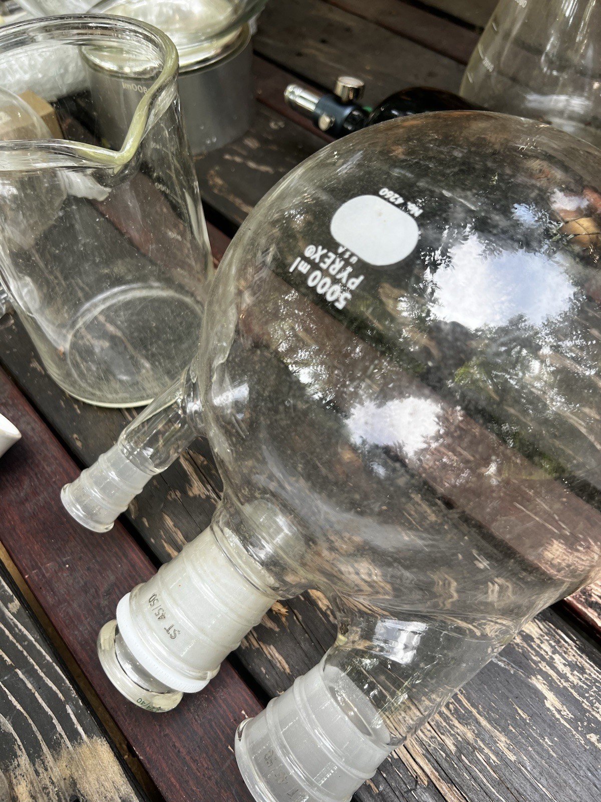 Chemglass Pyrex 5000 ML 12000 ML Lab Flasks Round Boiling Glass Lot