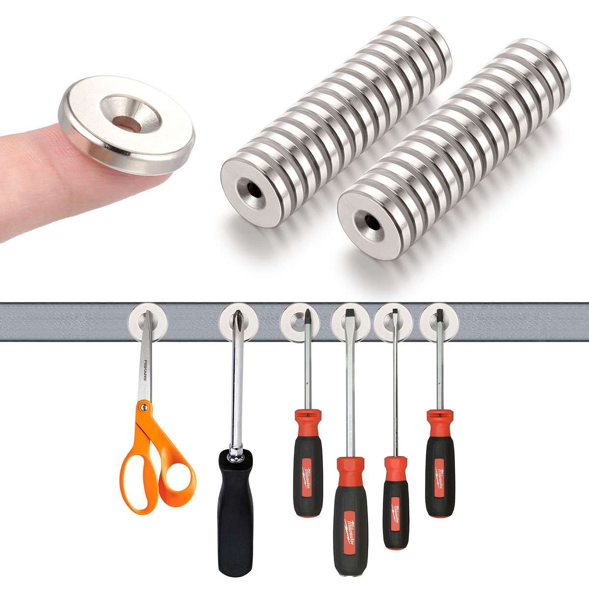 Lot Thicker Strong Magnets Countersunk Ring Large Rare Earth Neodymium 20/25mm
