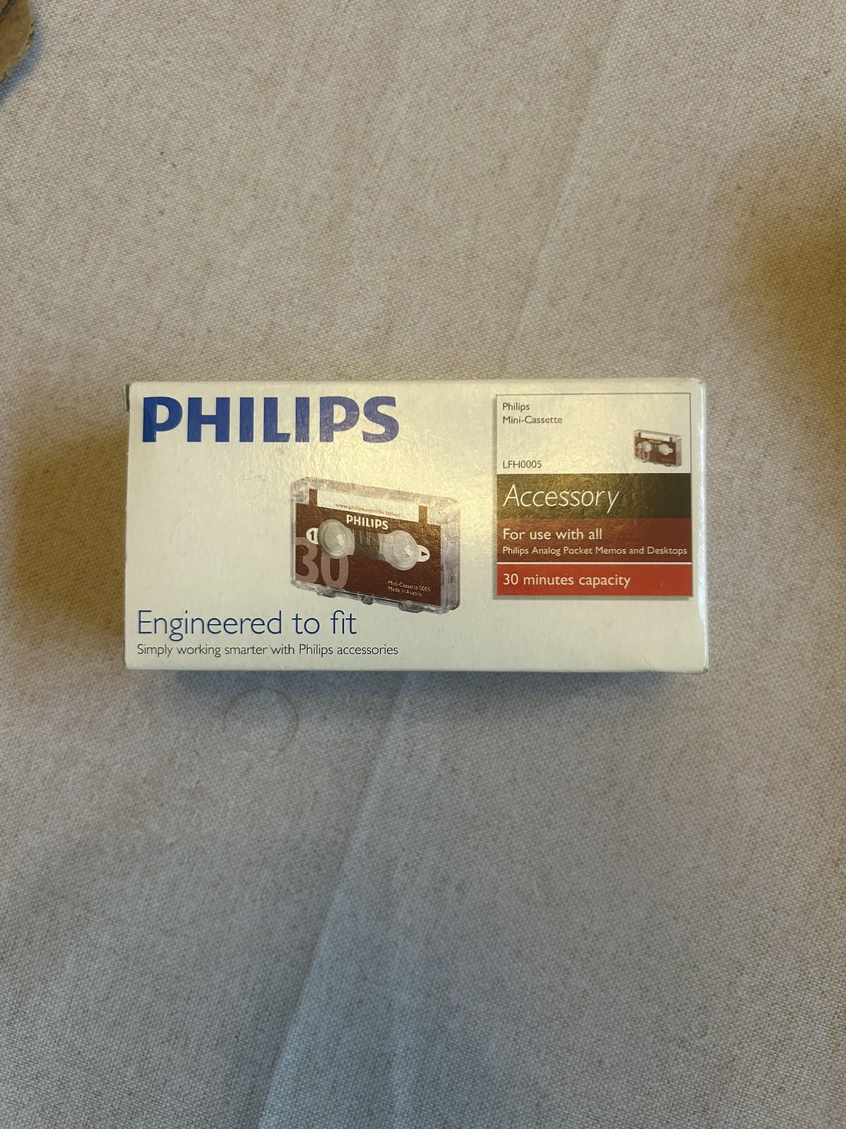 Philips 30 Min Dictation MiniCassette 15 Min Sides (LFH0005/30) BOX OF 10 NEW