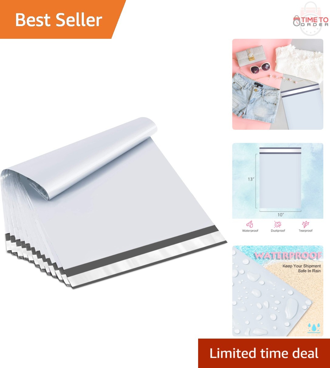 Poly Mailers 10×13 Inch Waterproof Tear Proof Self Seal Shipping Bags 100 Pack