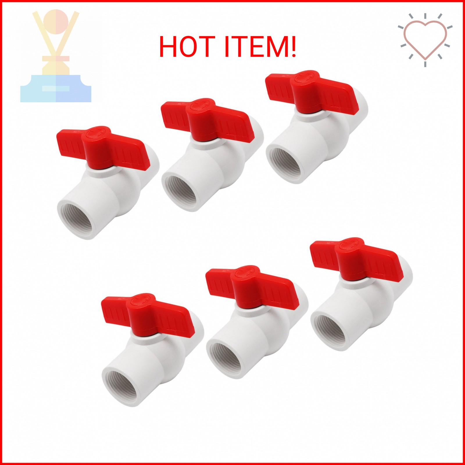 GDFYMI 6Pcs White 3/4 Inch Threaded PVC Ball Valve NPT Shut-Off Valve with Handl