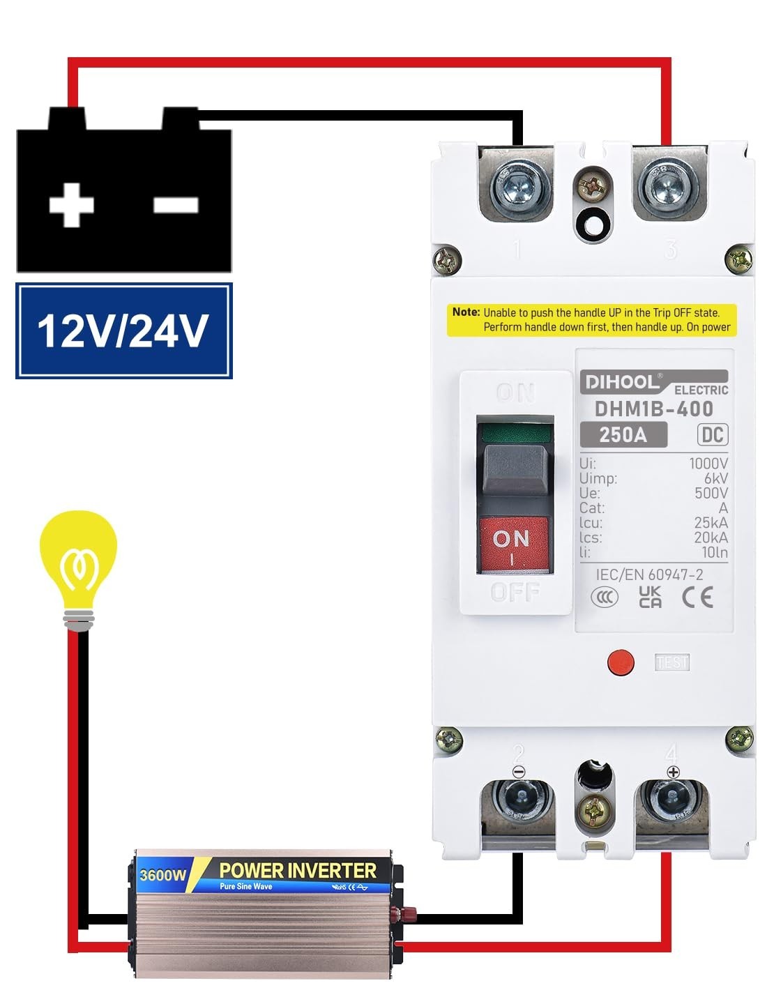 250A DC Disconnect Switch – Heavy Duty Battery Breaker for Solar, UPS, Power Sta