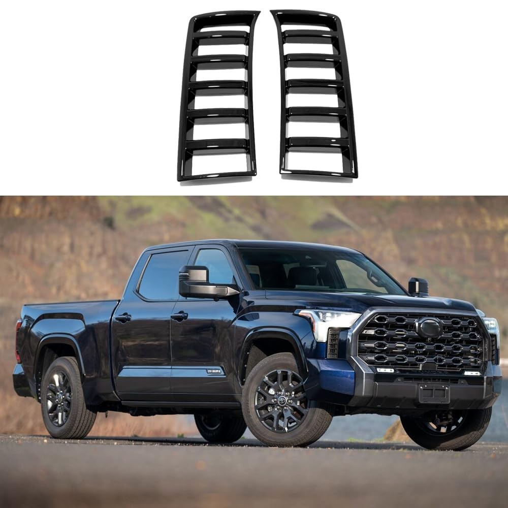 2PCS Black ABS Headlight Intake Grille Frame Cover Trim Toyota Tundra 2022-2025