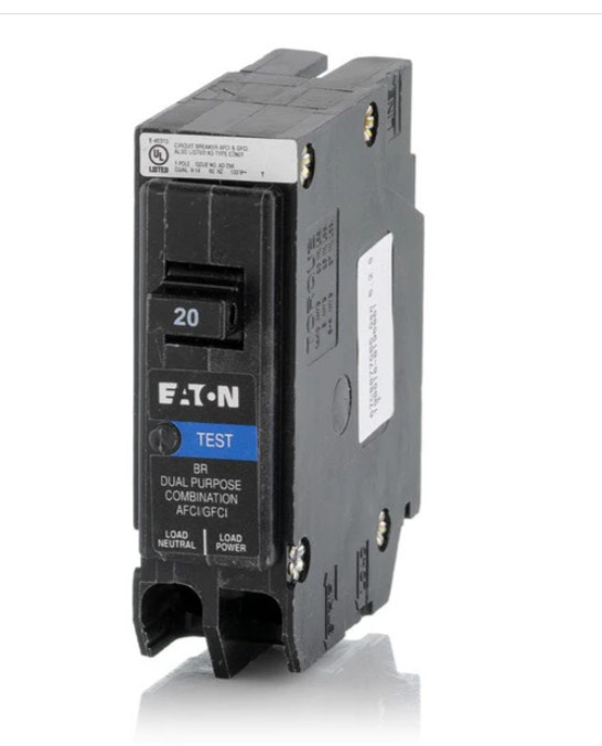 Eaton BRP120DF 20A 1-Pole 120/240 V Combination ACFI/GFCI Circuit Breaker
