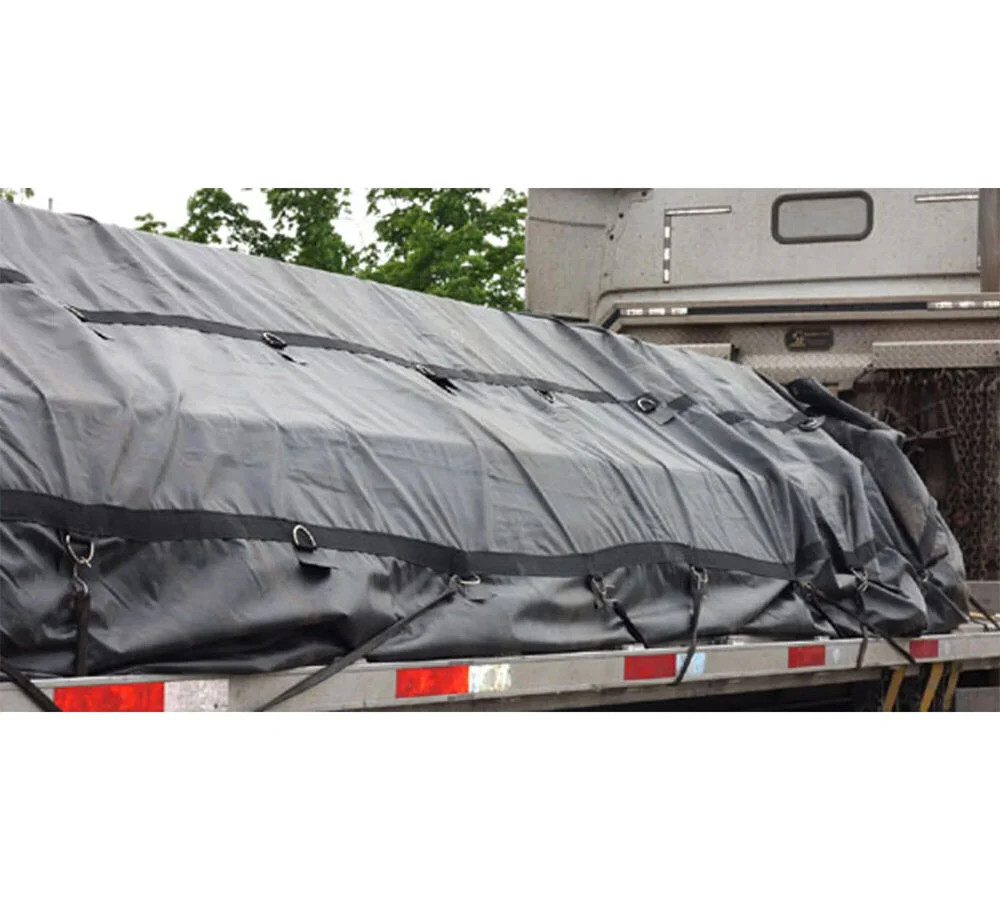 24’x27′ Flatbed Trailer Heavy Duty Tarp – 18Oz Vinyl Black Lumber Tarp (8′ Drop)