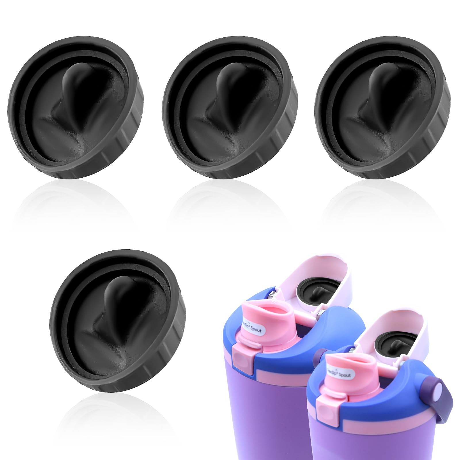 4pcs Replacement Stopper Compatible with Owala FreeSip Sway 30oz l, Black