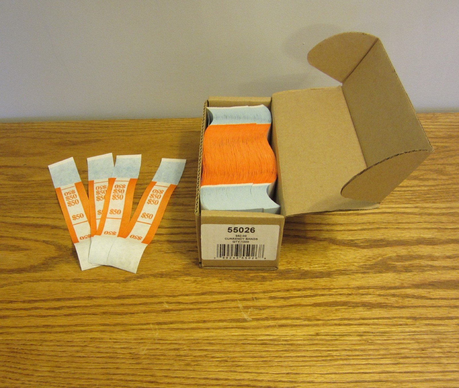 100 SELF SEALING ORANGE $50 CURRENCY STRAPS MONEY BILL BANDS $50 PMC BRAND STRAP