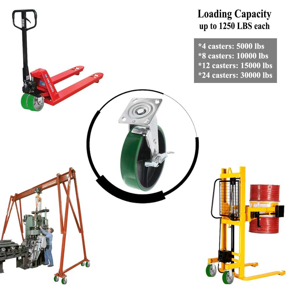 8 Inch Caster Wheels Heavy Duty,Capacity 1500-6000LB