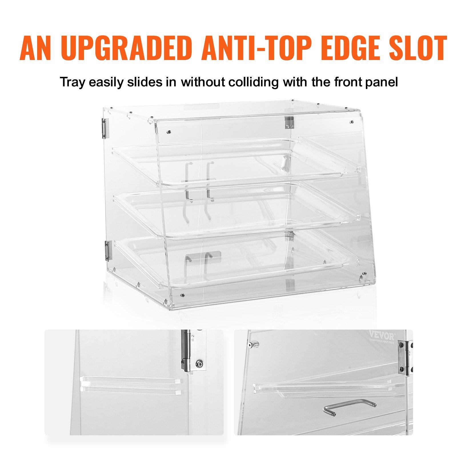3Tier 20.7x17x16.3in Commercial Rear Door & Removable Shelves Acrylic