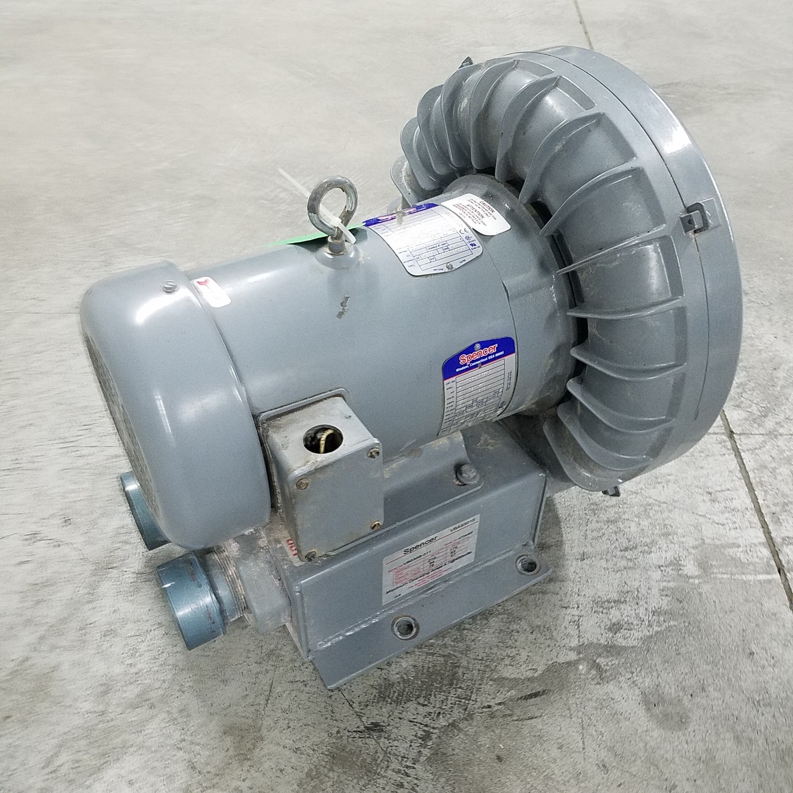 Spencer Vortex VB030B-011 Regenerative Blower, 210CFM, 4HP, 200-230/460V AC.
