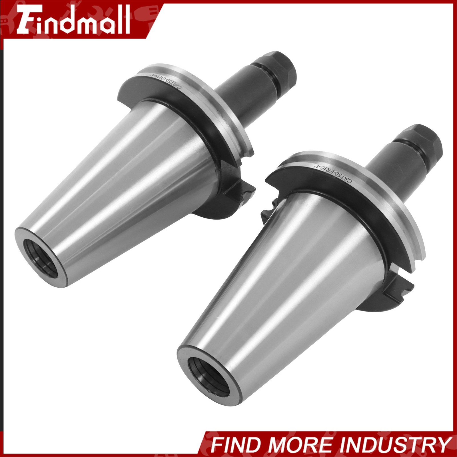 Findmall 2 Pcs CAT50 ER16 Collet Chuck Set 4″ Projection for CNC Mills