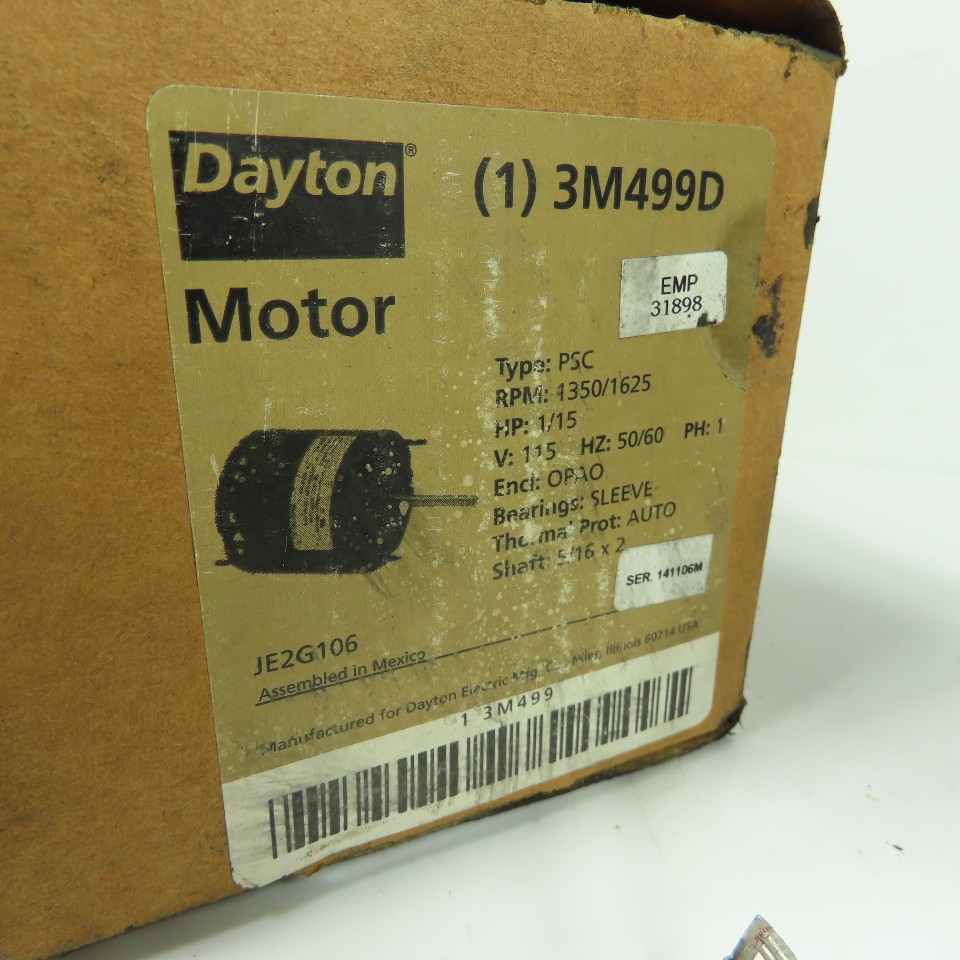 Dayton 3M499D 1/15HP Electric HVAC Motor 115V 1.3A 1625RPM Tested