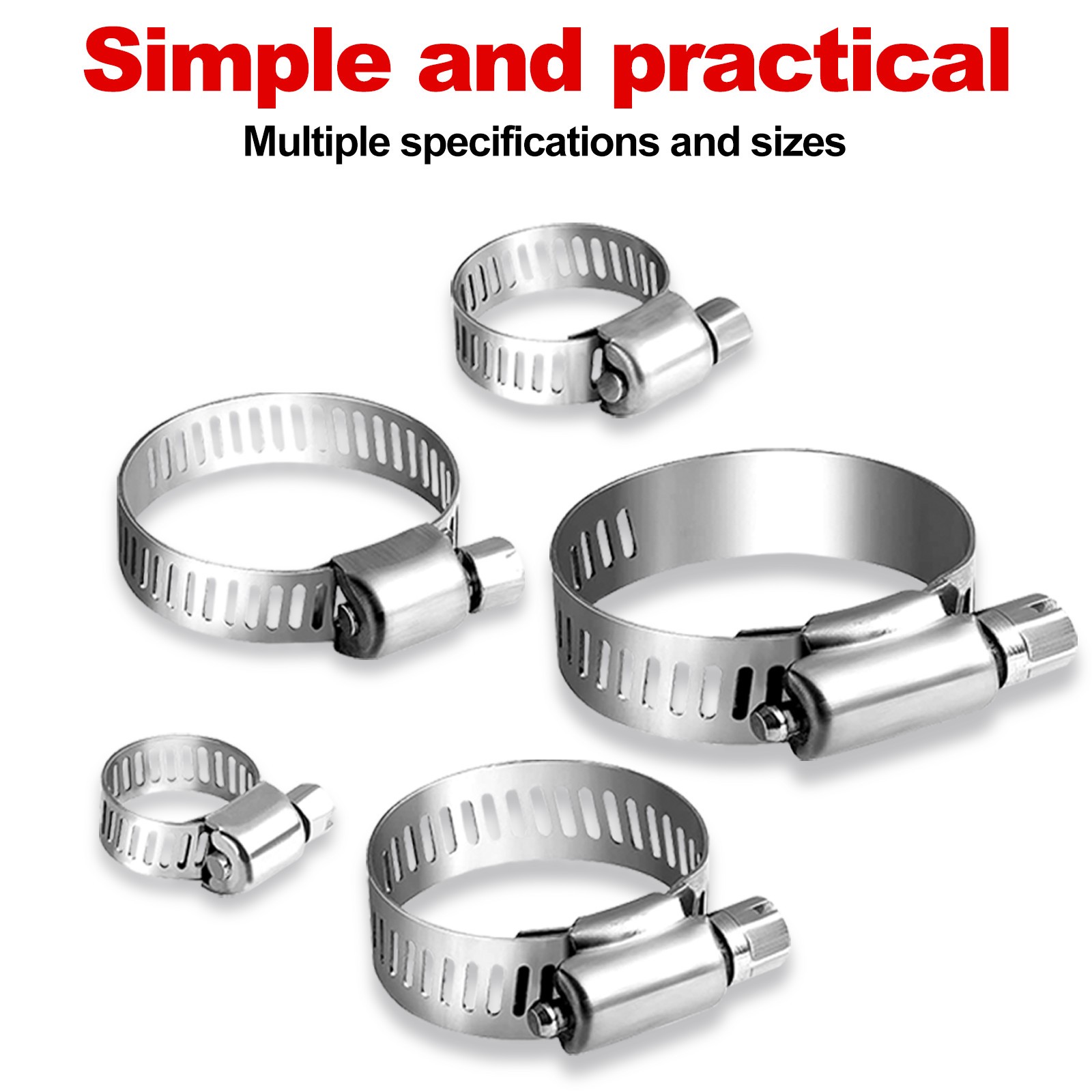 130pcs Adjustable Hose Clamps Worm Gear Stainless Steel Clamp Assortment set
