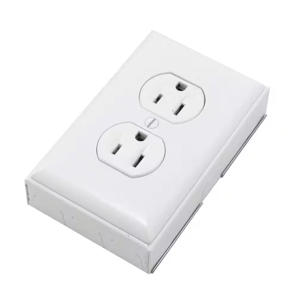 Metal Surface Raceway Duplex Receptacle Kit White Electrical Outlet Wall Box PVC