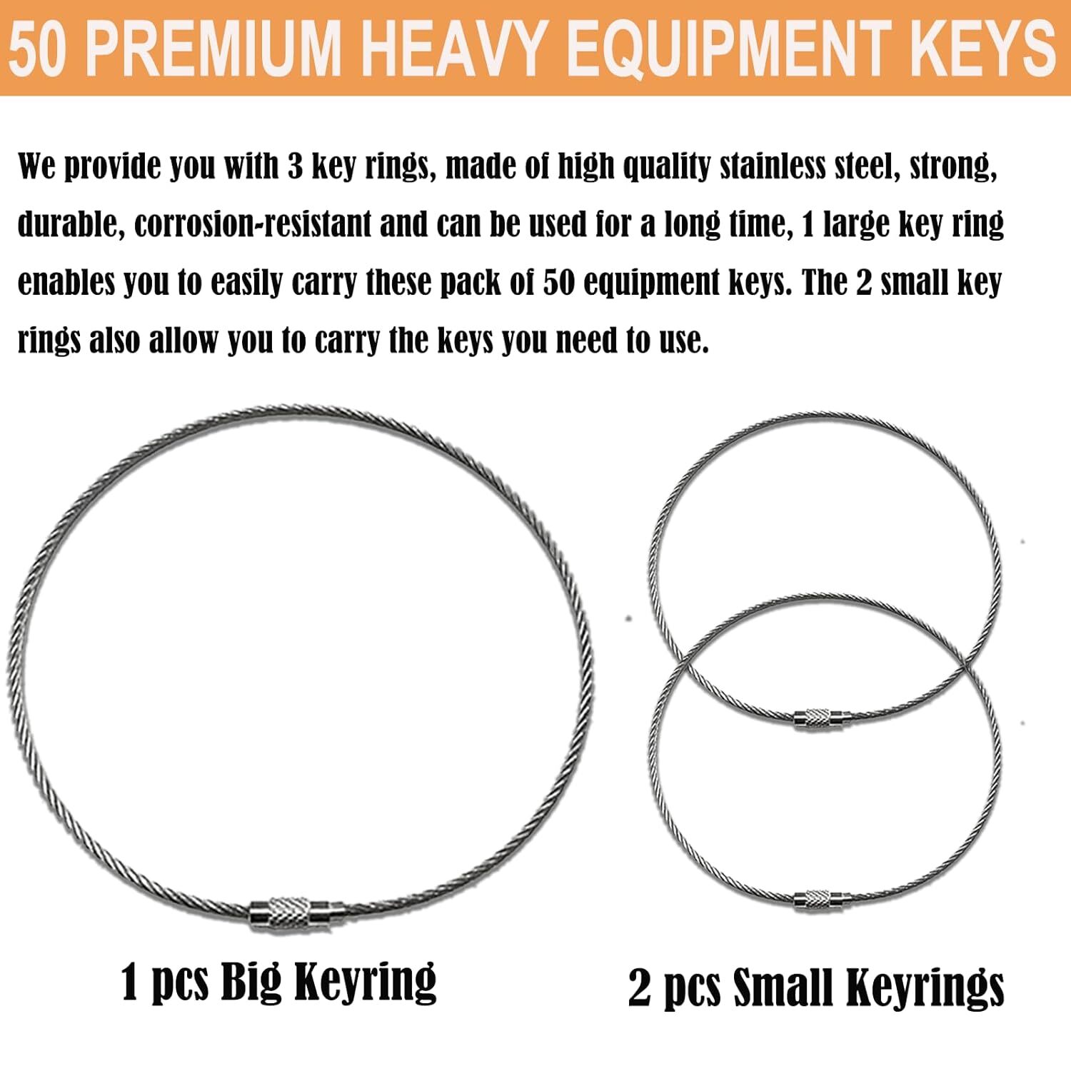 50 Heavy Equipment Keys Master Set Cat Case JD JCB Hyster Komatsu Kubota Volvo