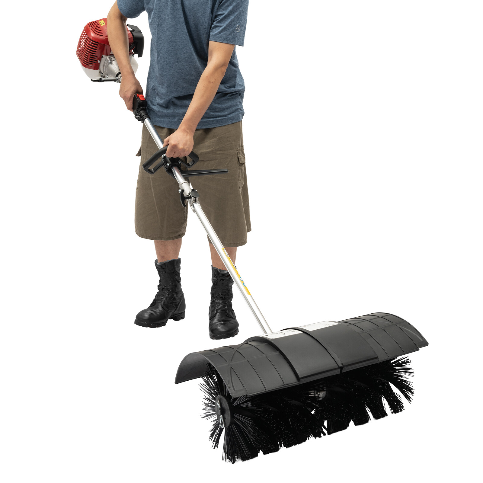 Gas Power Nylon Brush Broom Sweeper Artificial Grass Driveway Turf Snow Clean US