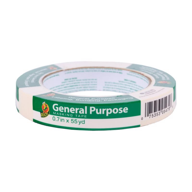 Duck 286501 White High Strength Masking Tape 0.7 W in. x 60 L yd. (Pack of 24)