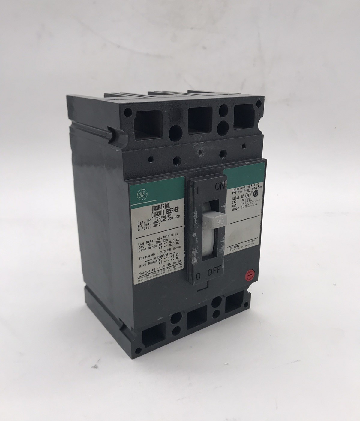 HOUSTON STOCK GE TED134090 TYPE TED 90 AMP 480V REFURBISH FREE 2 DAY AIR BUY NOW